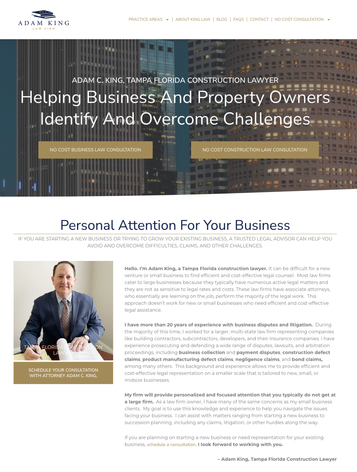 Construction Lawyer, Tampa Florida No Cost Consult